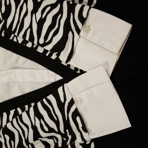 INC Black and White Zebra Print and Ribbed Knit Sweater - Picture 4 of 6